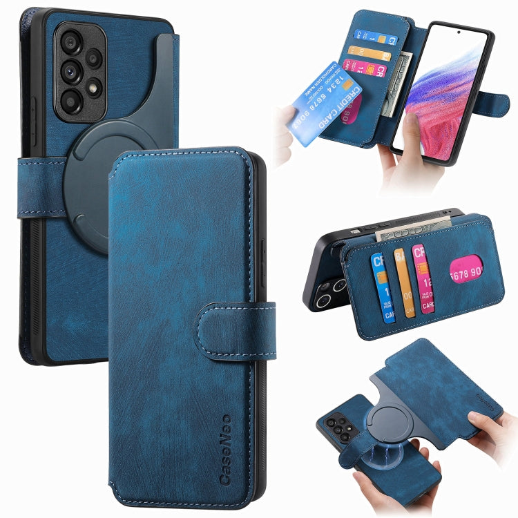 For Samsung Galaxy A53 5G CaseNeo MagSafe RFID Anti-theft Retro Leather Phone Case(Blue)