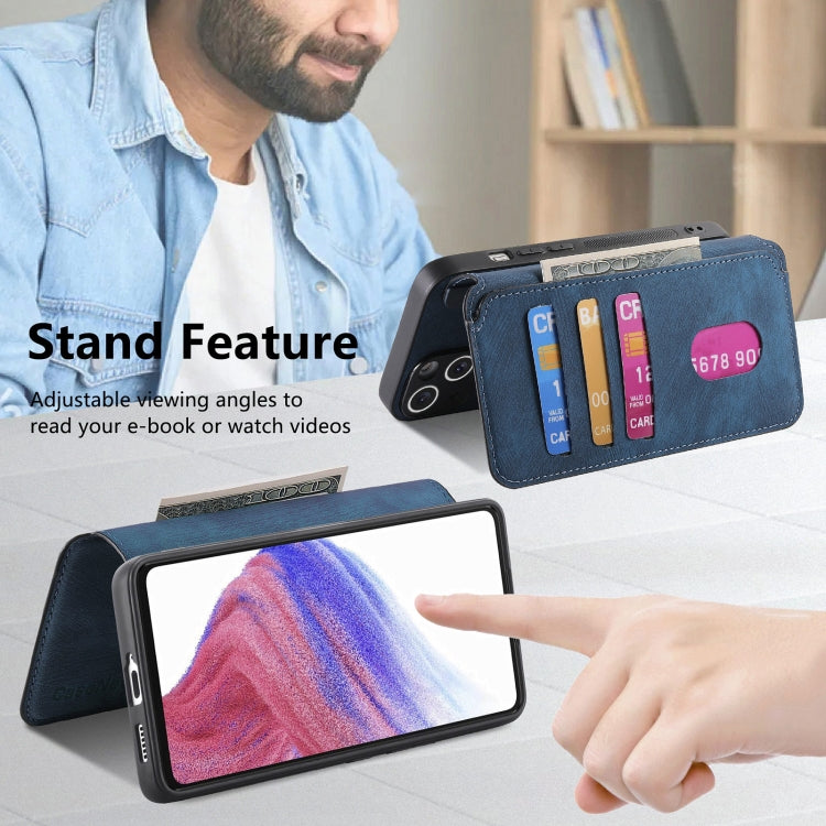 For Samsung Galaxy A53 5G CaseNeo MagSafe RFID Anti-theft Retro Leather Phone Case(Blue)