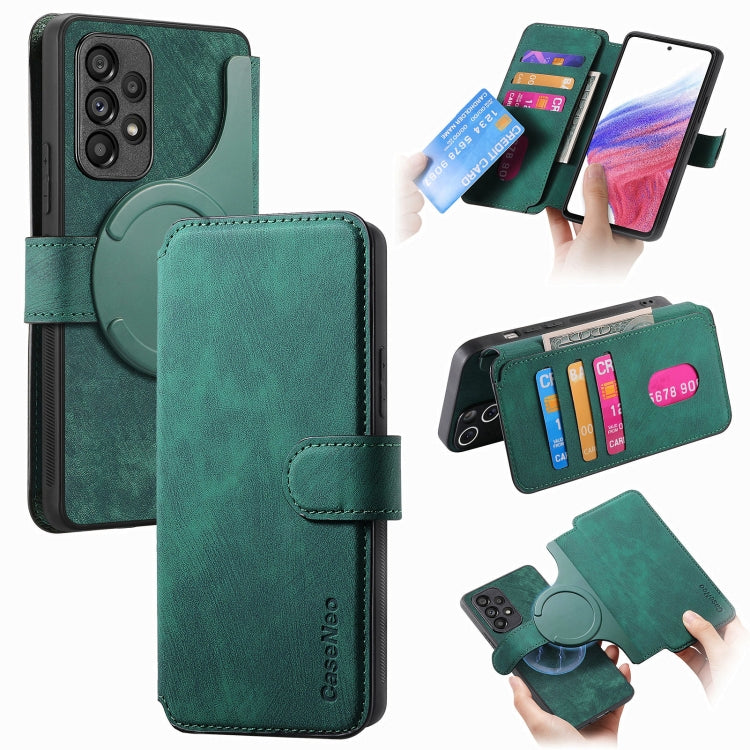 For Samsung Galaxy A53 5G CaseNeo MagSafe RFID Anti-theft Retro Leather Phone Case(Green)