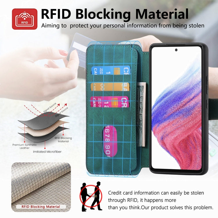 For Samsung Galaxy A53 5G CaseNeo MagSafe RFID Anti-theft Retro Leather Phone Case(Green)