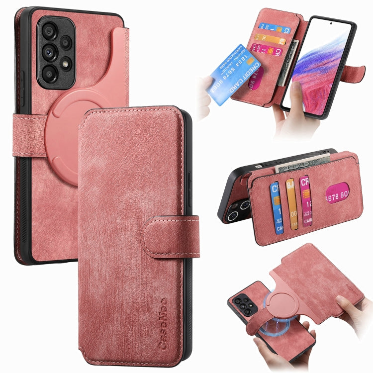 For Samsung Galaxy A53 5G CaseNeo MagSafe RFID Anti-theft Retro Leather Phone Case(Pink)