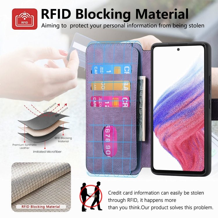 For Samsung Galaxy A53 5G CaseNeo MagSafe RFID Anti-theft Retro Leather Phone Case(Purple)