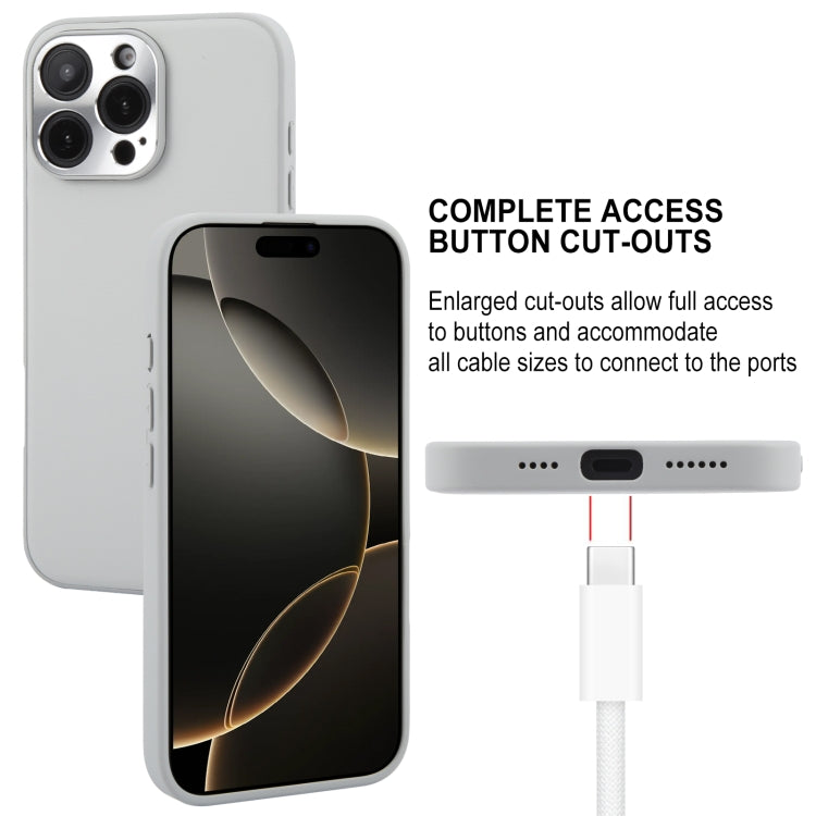 For iPhone 16 Pro GEBEI Plain Leather TPU Hybrid PU Phone Case(Grey)