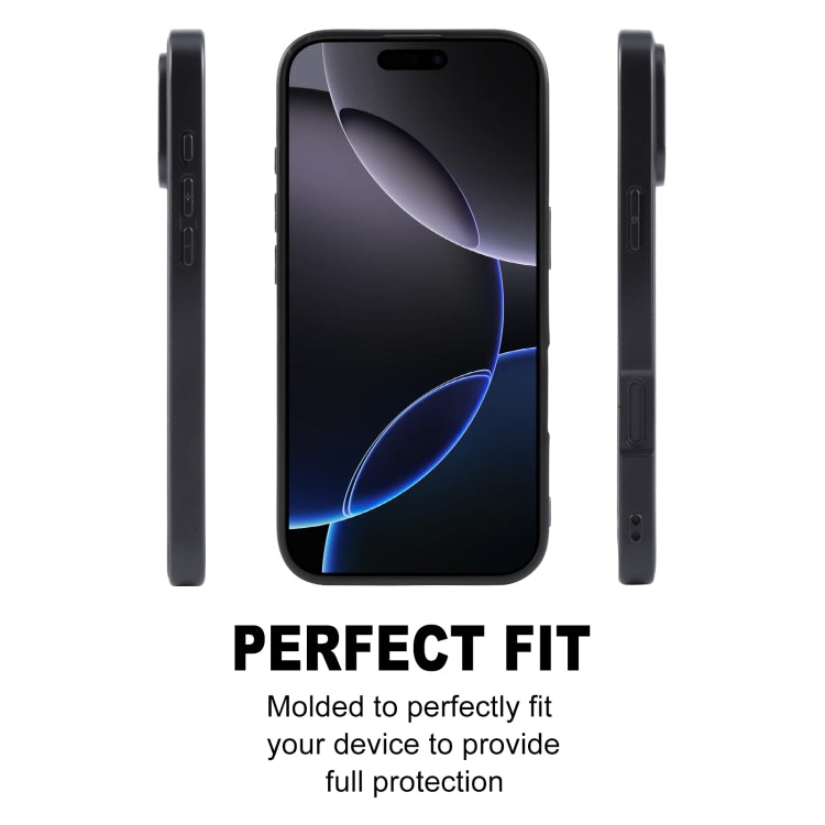 For iPhone 16 Pro GEBEI Plain Leather TPU Hybrid PU Phone Case(Black)
