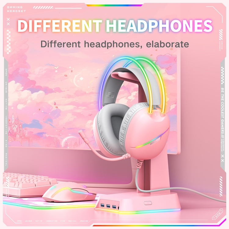 ONIKUMA X33 Head-mounted RGB Light E-Sports Gaming Headset, Cable Length: 2m(Pink)
