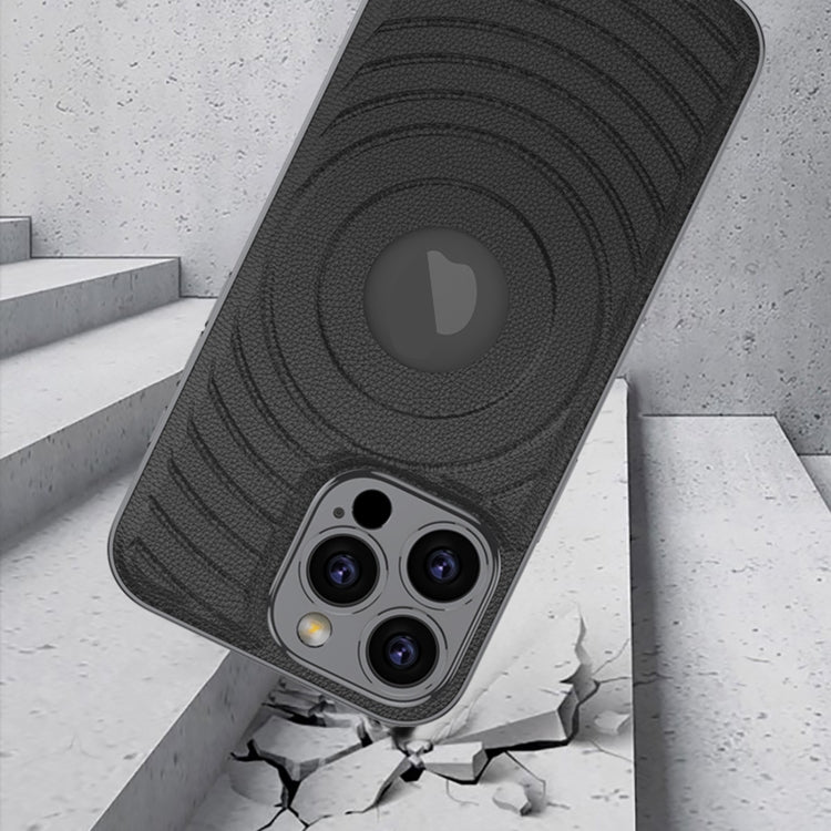 For iPhone 16 Pro GKK Plating Leather Wave MagSafe Phone Case(Grey)