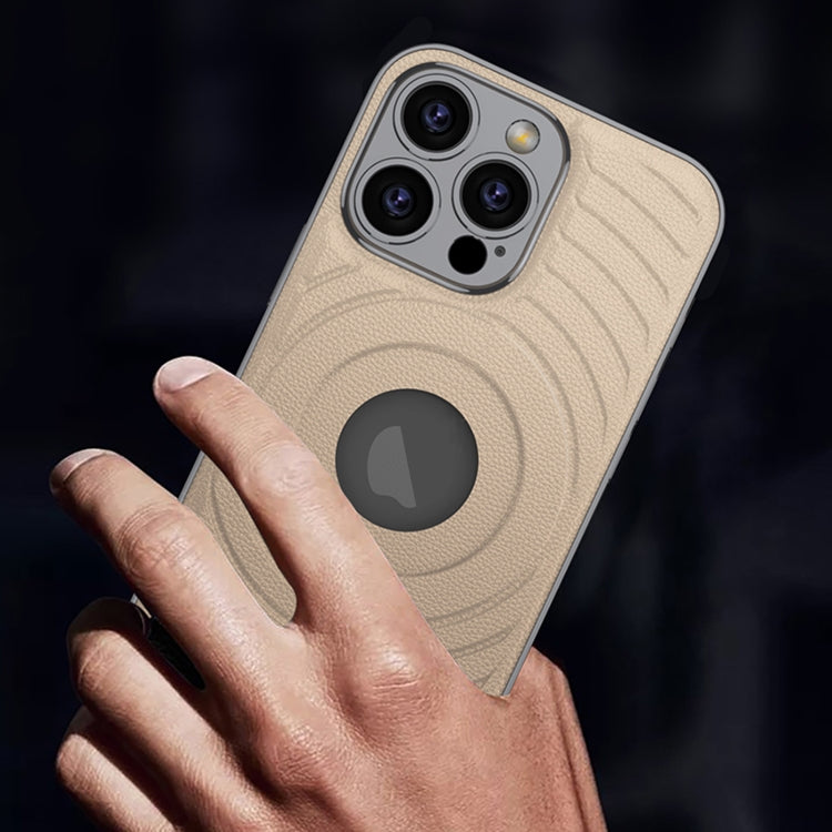 For iPhone 16 Pro GKK Plating Leather Wave MagSafe Phone Case(Copper)