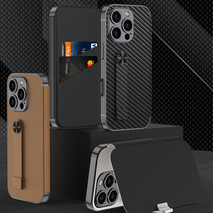 For iPhone 16 Pro GKK Plating Phantom Flip Leather MagSafe Phone Case(Black)