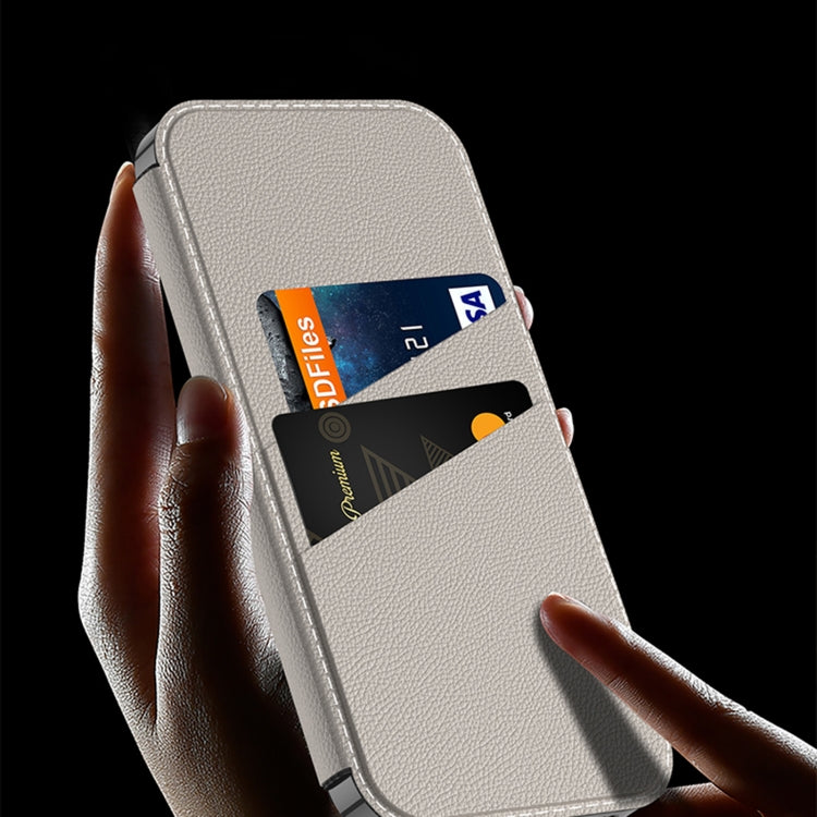 For iPhone 16 Pro GKK Plating Phantom Flip Leather MagSafe Phone Case(Carbon Fiber)