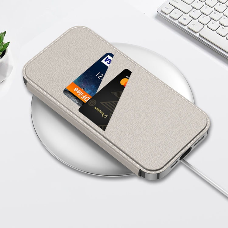 For iPhone 16 Pro GKK Plating Phantom Flip Leather MagSafe Phone Case(Titanium Gray)