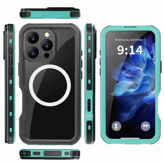 For iPhone 16 Pro Max RedPepper IP68 Waterproof Triple-proof MagSafe Phone Case(Black Blue)