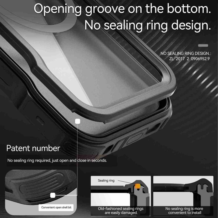 For iPhone 16 Pro RedPepper IP68 Waterproof Triple-proof MagSafe Phone Case(Black)