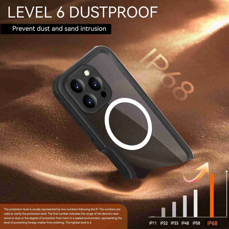 For iPhone 16 Pro RedPepper IP68 Waterproof Triple-proof MagSafe Phone Case(Black)