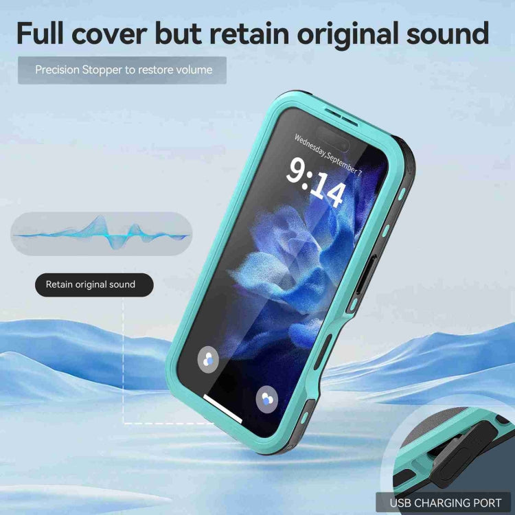For iPhone 16 Plus RedPepper IP68 Waterproof Triple-proof MagSafe Phone Case(Black Blue)