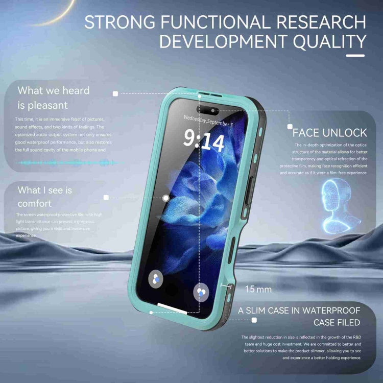 For iPhone 16 Plus RedPepper IP68 Waterproof Triple-proof MagSafe Phone Case(Black Blue)
