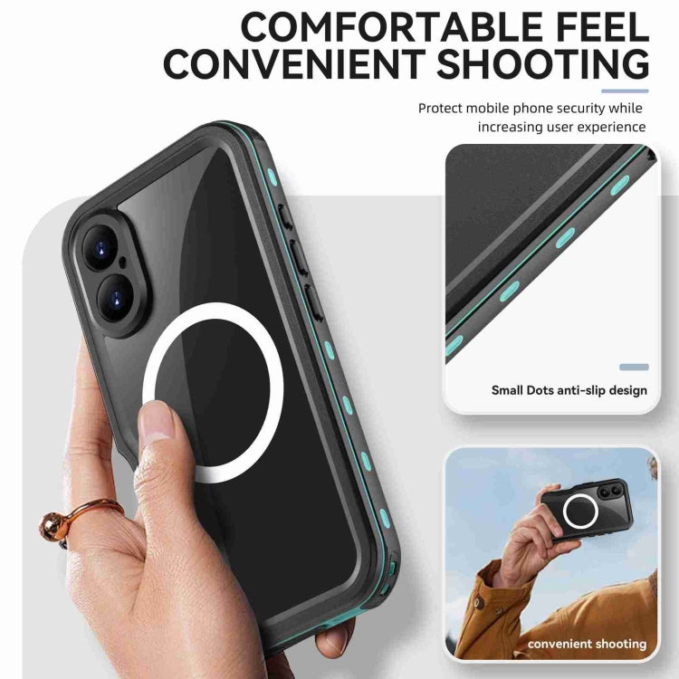 For iPhone 16 Plus RedPepper IP68 Waterproof Triple-proof MagSafe Phone Case(Black Blue)