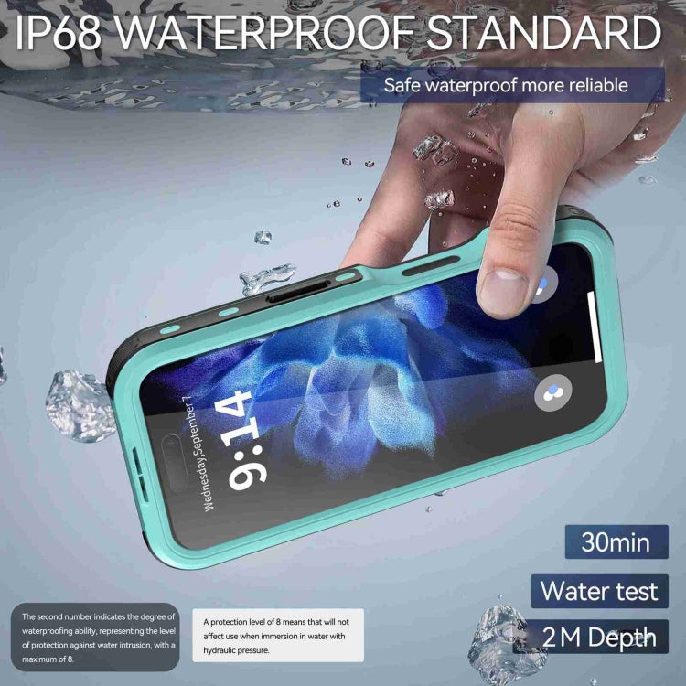 For iPhone 16 Plus RedPepper IP68 Waterproof Triple-proof MagSafe Phone Case(Black Blue)