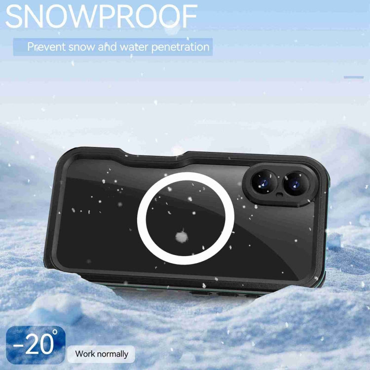 For iPhone 16 Plus RedPepper IP68 Waterproof Triple-proof MagSafe Phone Case(Black Blue)