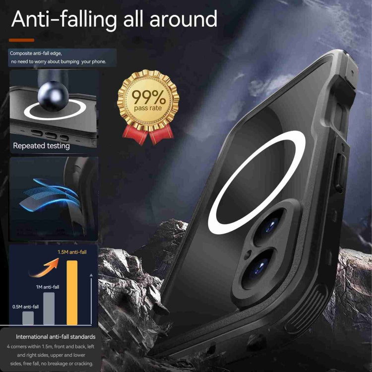 For iPhone 16 Plus RedPepper IP68 Waterproof Triple-proof MagSafe Phone Case(Black)