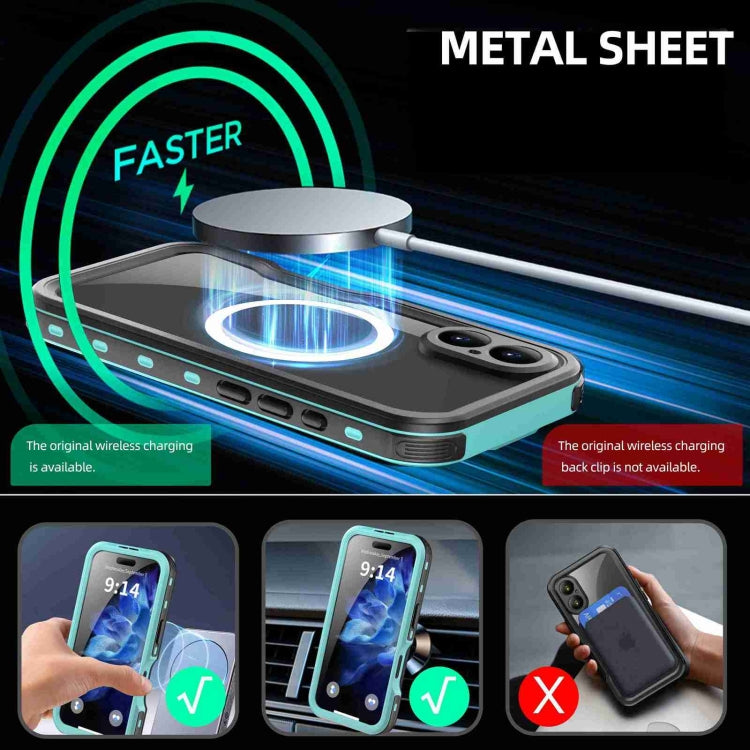 For iPhone 16 RedPepper IP68 Waterproof Triple-proof MagSafe Phone Case(Black Blue)