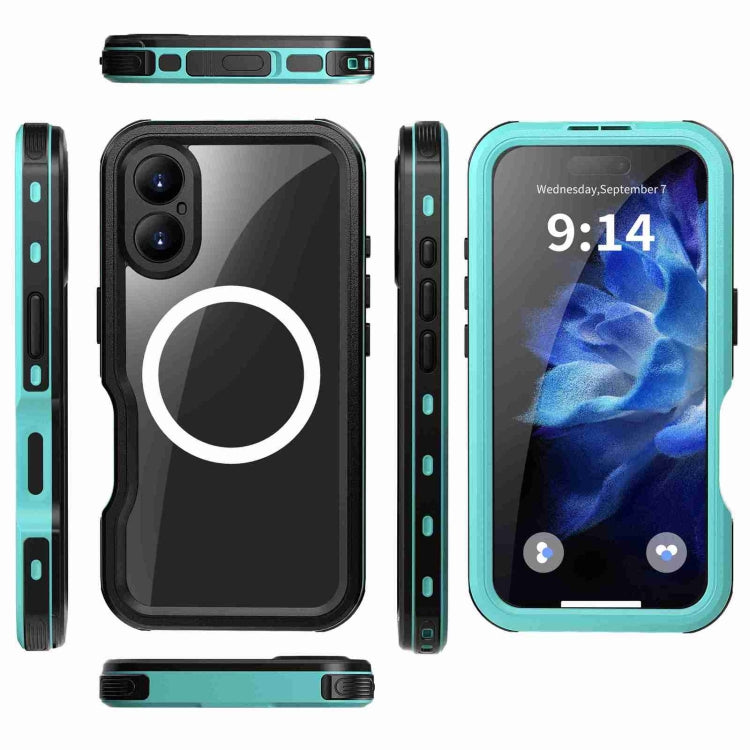 For iPhone 16 RedPepper IP68 Waterproof Triple-proof MagSafe Phone Case(Black Blue)