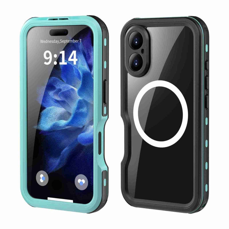 For iPhone 16 RedPepper IP68 Waterproof Triple-proof MagSafe Phone Case(Black Blue)