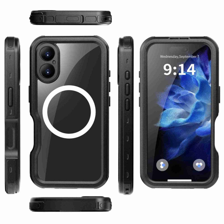For iPhone 16 RedPepper IP68 Waterproof Triple-proof MagSafe Phone Case(Black)