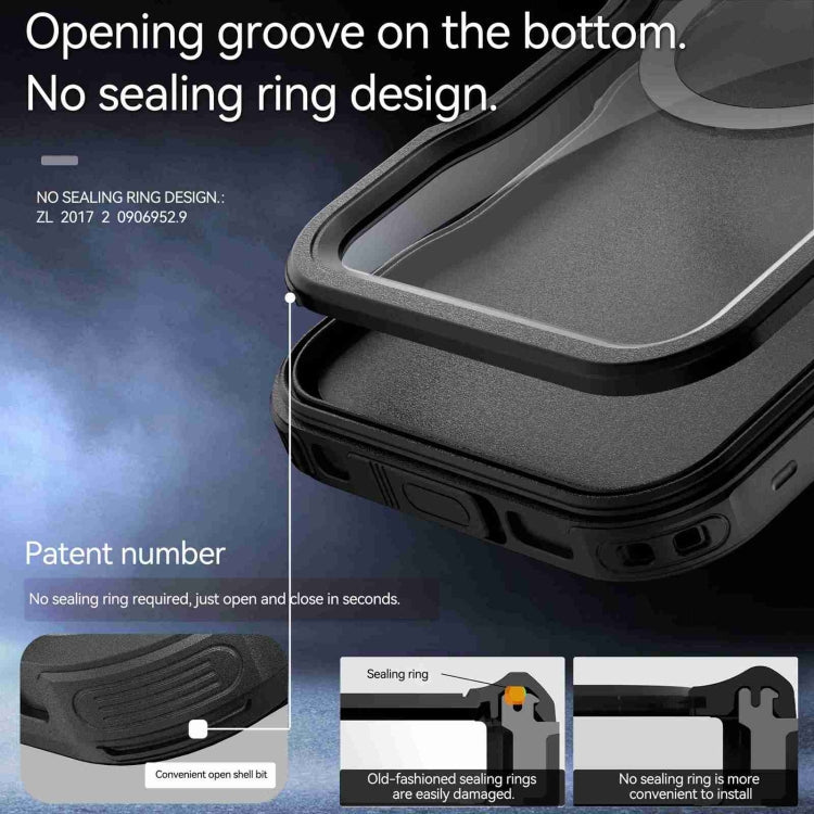 For iPhone 16 RedPepper IP68 Waterproof Triple-proof MagSafe Phone Case(Black)
