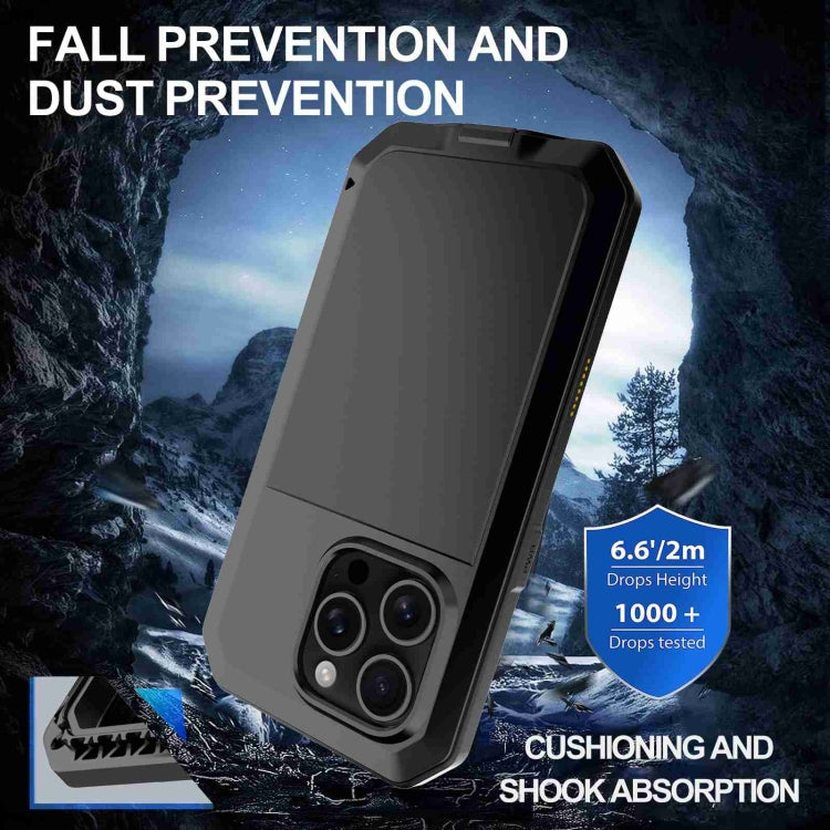 For iPhone 16 Pro Max RedPepper Triple-proof Metal Phone Case(Black)