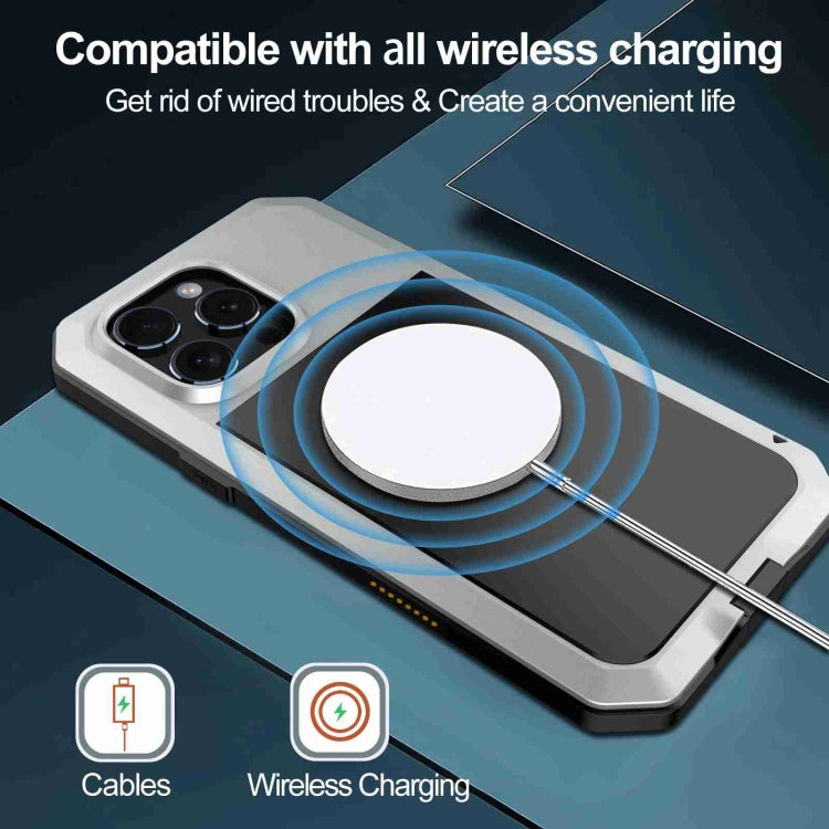 For iPhone 16 Pro RedPepper Triple-proof Metal Phone Case(Silver)