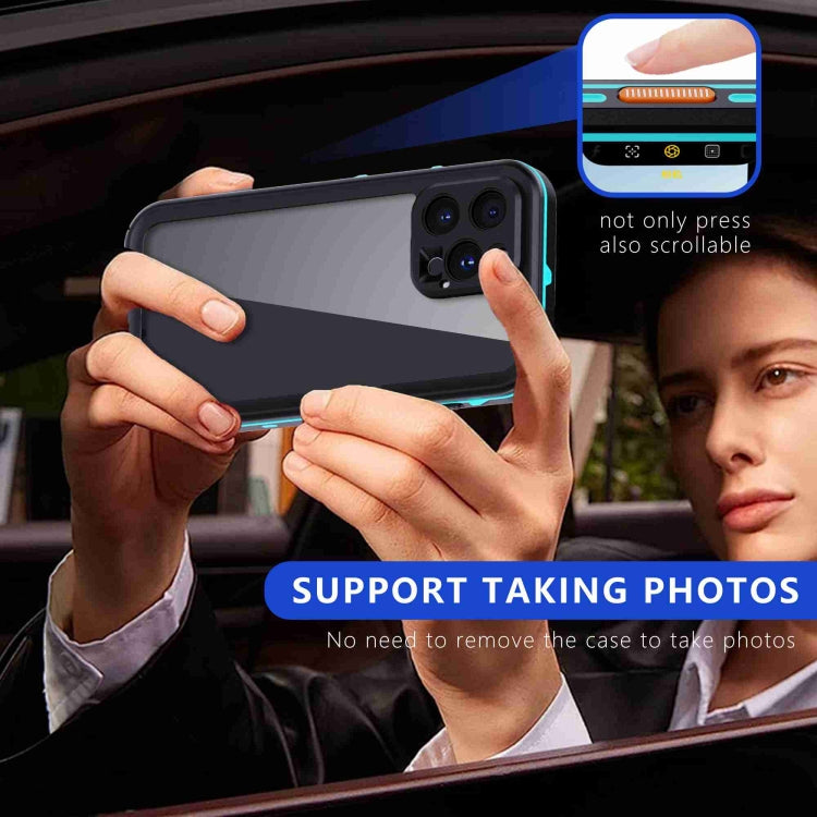 For iPhone 16 Pro RedPepper Transparent Dot IP68 Waterproof Triple-proof Phone Case(Black Blue)