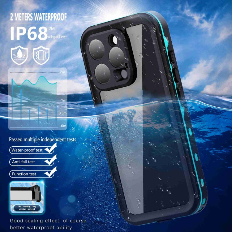 For iPhone 16 Pro RedPepper Transparent Dot IP68 Waterproof Triple-proof Phone Case(Black Blue)