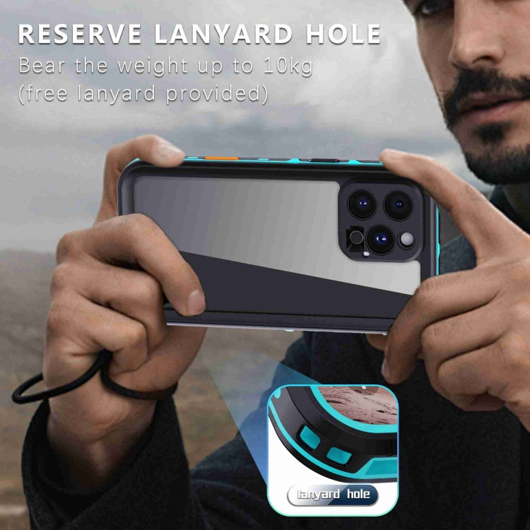 For iPhone 16 Pro RedPepper Transparent Dot IP68 Waterproof Triple-proof Phone Case(Black Blue)