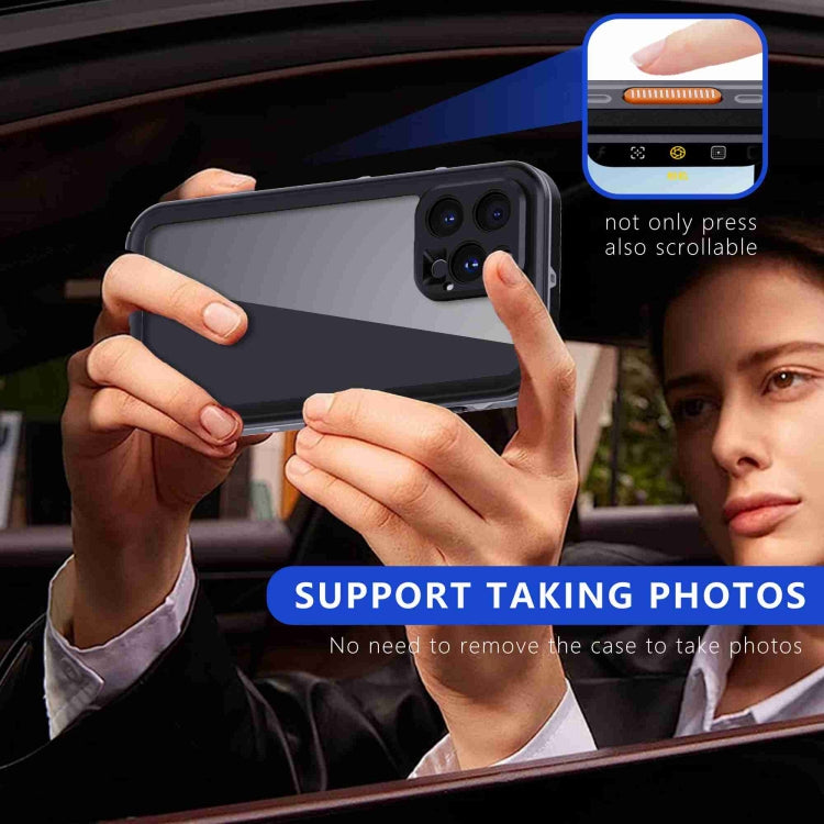 For iPhone 16 Pro RedPepper Transparent Dot IP68 Waterproof Triple-proof Phone Case(Black Dark Grey)