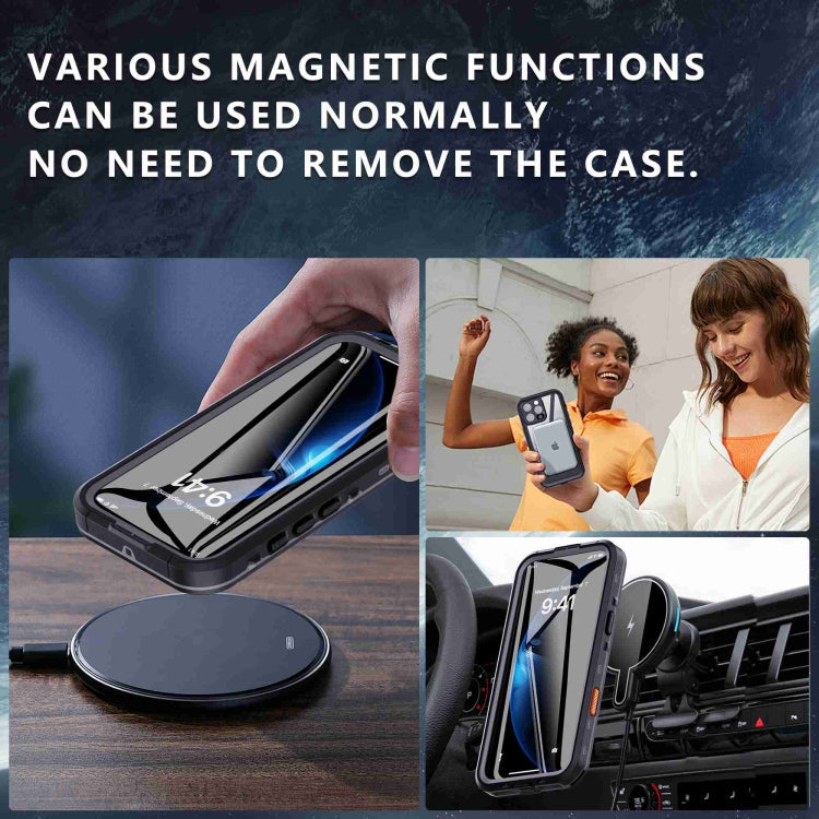 For iPhone 16 Pro RedPepper Transparent Dot IP68 Waterproof Triple-proof Phone Case(Black Dark Grey)