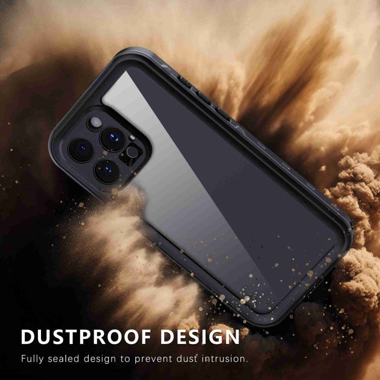 For iPhone 16 Pro RedPepper Transparent Dot IP68 Waterproof Triple-proof Phone Case(Black Dark Grey)