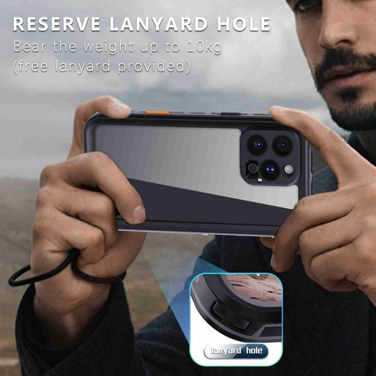 For iPhone 16 Pro RedPepper Transparent Dot IP68 Waterproof Triple-proof Phone Case(Black Dark Grey)