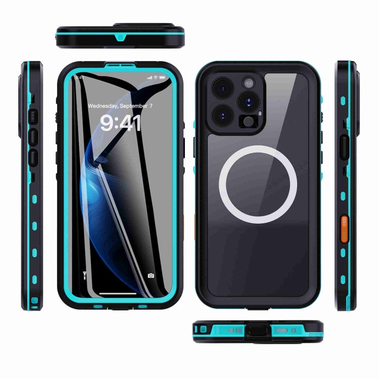 For iPhone 16 Pro Max RedPepper Transparent Dot IP68 Waterproof Triple-proof MagSafe Phone Case(Black Blue)