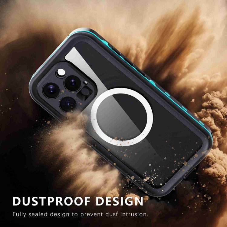 For iPhone 16 Pro Max RedPepper Transparent Dot IP68 Waterproof Triple-proof MagSafe Phone Case(Black Blue)