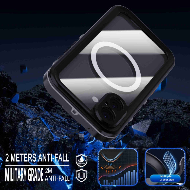 For iPhone 16 Plus RedPepper Transparent Dot IP68 Waterproof Triple-proof MagSafe Phone Case(Black Dark Grey)