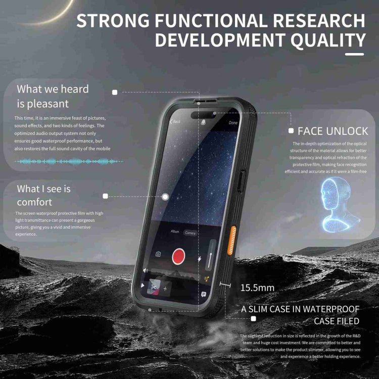 For iPhone 16 Pro RedPepper IP68 Waterproof Triple-proof MagSafe Phone Case(Black)