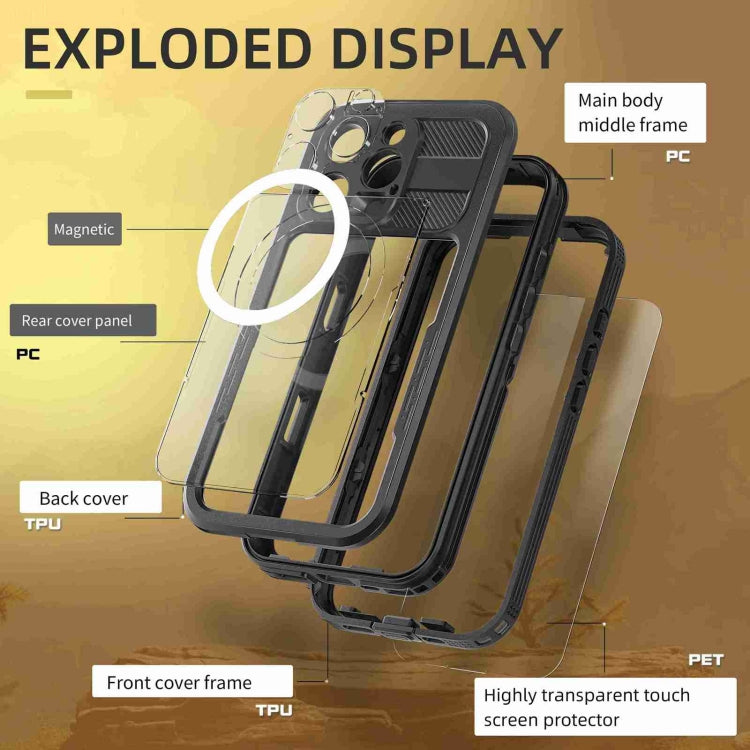 For iPhone 16 Pro RedPepper IP68 Waterproof Triple-proof MagSafe Phone Case(Black)