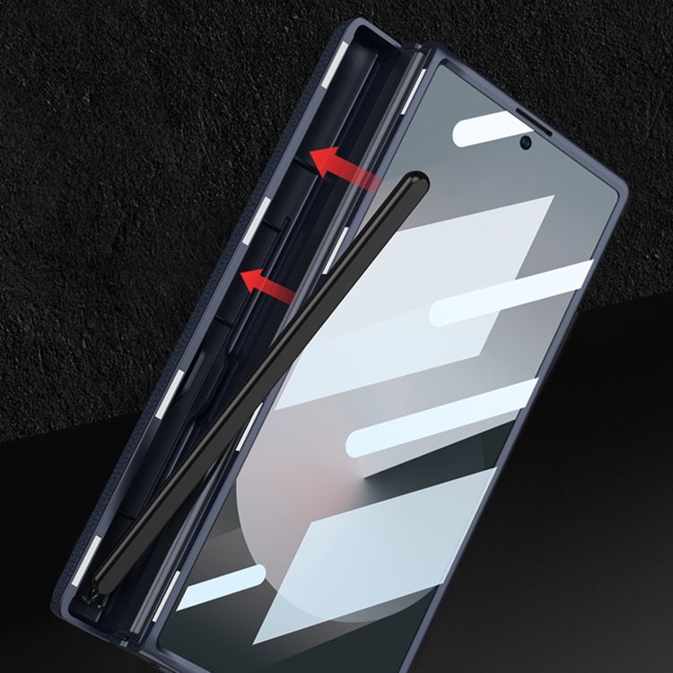 For Samsung Galaxy Z Fold6 GKK Integrated Magnetic Leather Flip Phone Case with Pen Box, Not Included Pen(Grey)