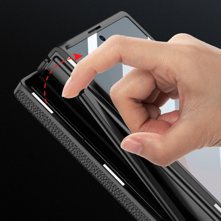 For Samsung Galaxy Z Fold6 GKK Integrated Magnetic Leather Flip Phone Case with Pen Box, Not Included Pen(Black)
