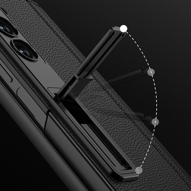 For Samsung Galaxy Z Fold6 GKK Integrated Magnetic Leather Flip Phone Case with Pen Box, Not Included Pen(Black)