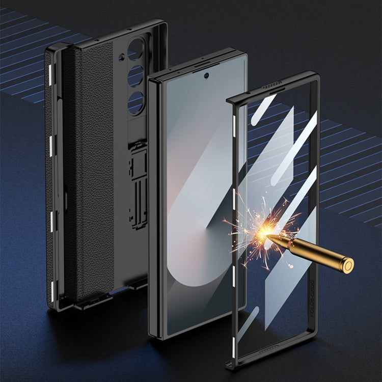 For Samsung Galaxy Z Fold6 GKK Integrated Magnetic Leather Flip Phone Case with Pen Box, Not Included Pen(Blue)