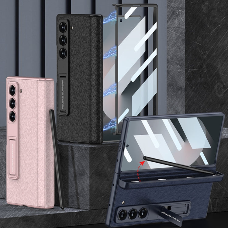 For Samsung Galaxy Z Fold6 GKK Integrated Magnetic Leather Flip Phone Case with Pen Box, Not Included Pen(Light Rose)