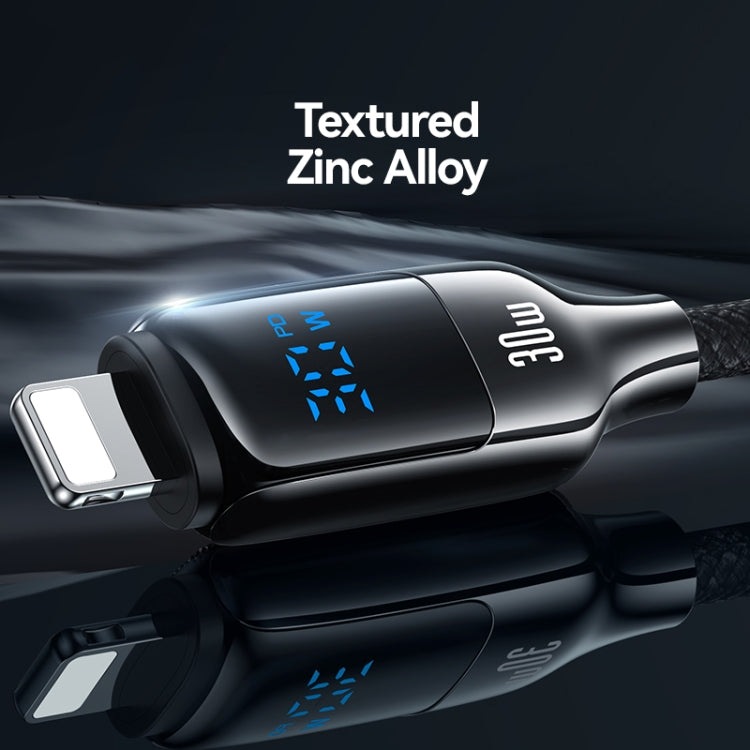 USAMS SJ741 30W USB-C / Type-C to 8 Pin Zinc Alloy Digital Display Fast Data Cable, Length: 1.2m(Titanium)