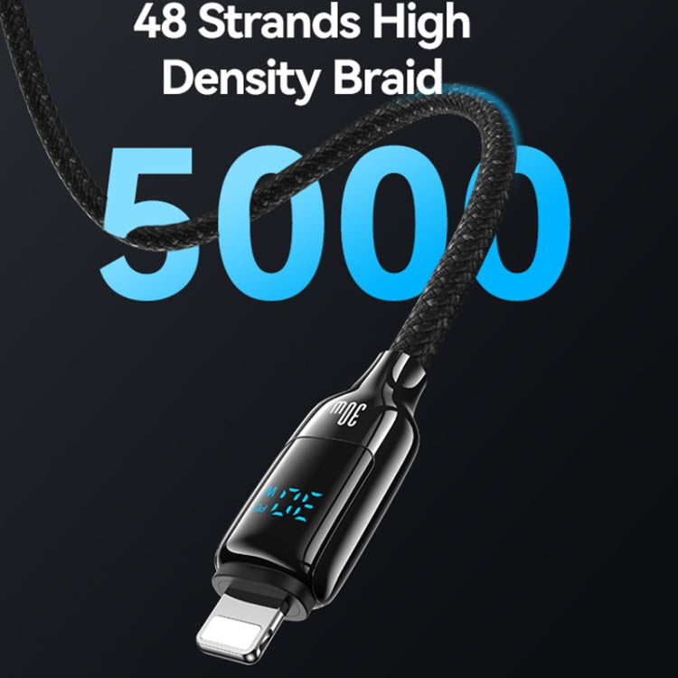 USAMS SJ741 30W USB-C / Type-C to 8 Pin Zinc Alloy Digital Display Fast Data Cable, Length: 1.2m(Titanium)