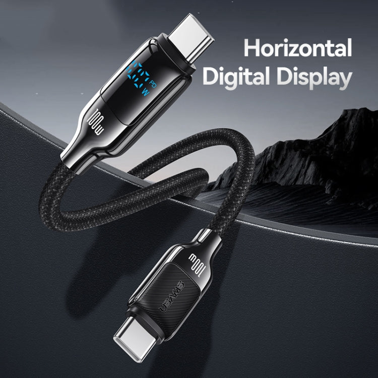 USAMS SJ742 100W USB-C / Type-C to USB-C / Type-C Zinc Alloy Digital Display Fast Data Cable, Length: 1.2m(Titanium)
